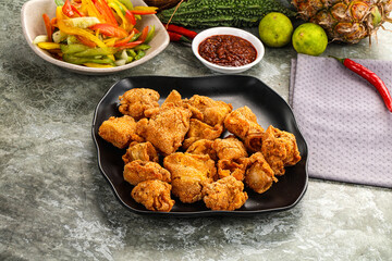 Golden crispy Breaded calamari snack