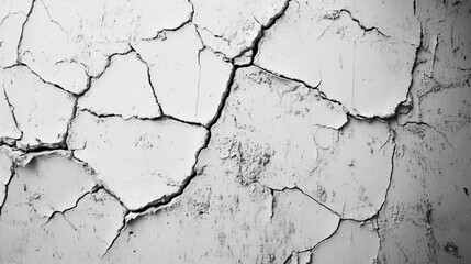 Fototapeta premium Black and white photo showcases cracked and peeling plaster texture. Good for designs needing distressed, grunge, or old surface themes.