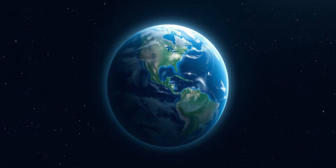 Fototapeta premium Digital illustration of Earth set against a backdrop of a star-filled universe
