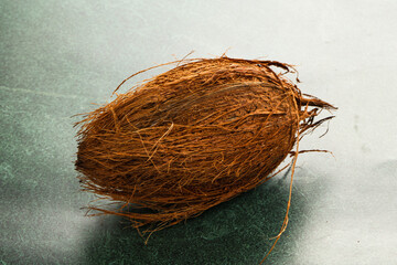 Natural exotic brown hairy coconut