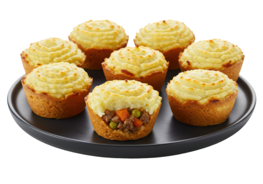 Delectable shepherds pie cupcakes a savory delight on a sleek black plate
