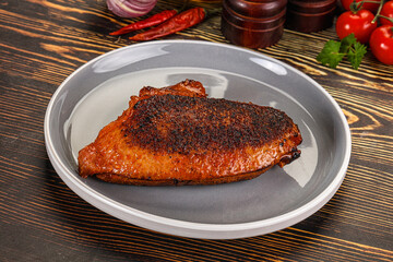Roasted duck breast in cherry