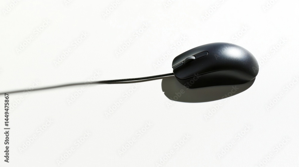 Poster a computer mouse casting a shadow of a real mouse, white background