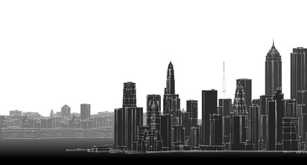 Naklejka premium modern city metropolis 3d illustration