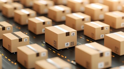 A highspeed order fulfillment center, overlaid with glowing package movement trails