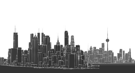  modern city metropolis 3d illustration