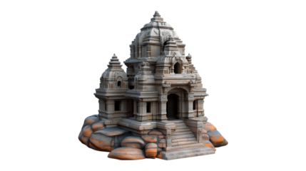Intricate Stone Temple Model Ancient Architecture Miniature Shrine