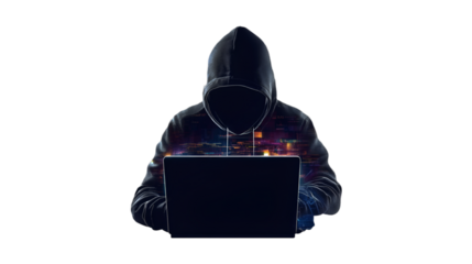Anonymous Hacker Working on Laptop Cyber Security Threat Digital Crime,