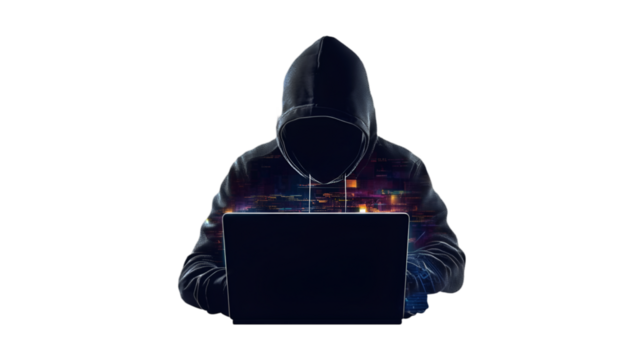 Anonymous Hacker Working on Laptop Cyber Security Threat Digital Crime,