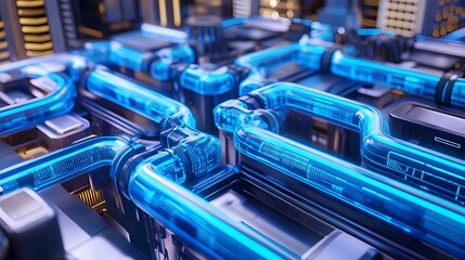 Futuristic Tech Pipes, Data Flow, Digital Network - Futuristic tech.