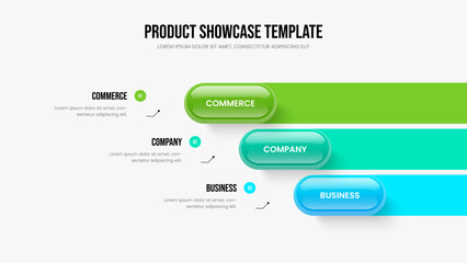 Sales Growth 3 Step Diagram Slideshow Template. Financial Overview Presentation Layout Vector Illustration. Project Innovation Three Option Infographic Slide Design.