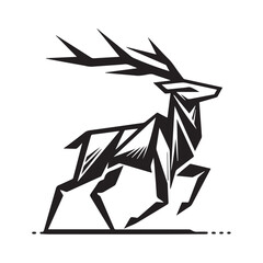 Origami Black Deer Logo – Modern Geometric Forest Animal Symbol
