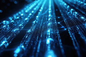 Abstract Blue Data Stream Network Visualization Technology Concept Backdrop