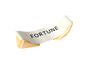 A fortune cookie with a message isolated