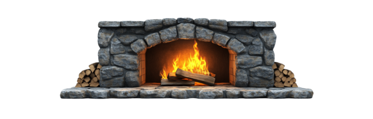Fireplace on white background
