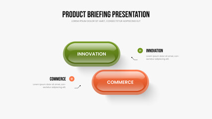 Consulting Review 2 Element Diagram Presentation Layout. Project Forecast Two Option Infographic Slide Template. Sales Innovation Frame Design Vector Illustration.