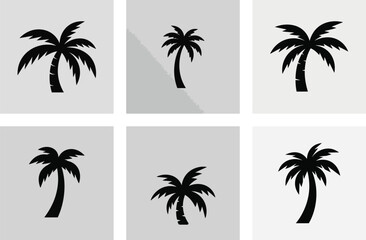 set of palm trees vector