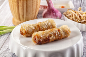 Vietnamese traditional nem roll with meat
