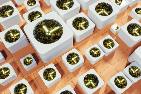 Exploration of time through abstract digital clock arrangements