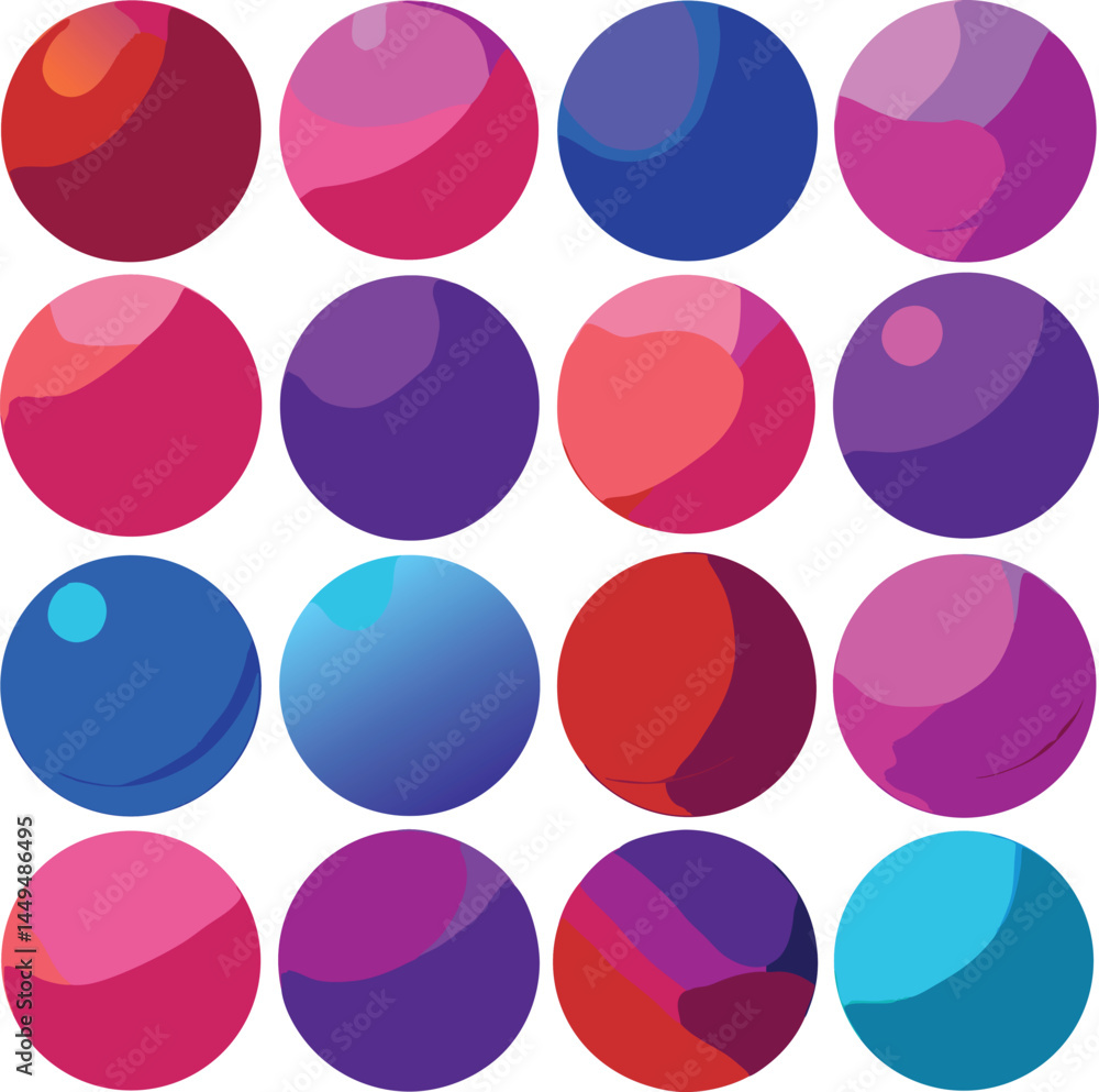 Poster abstract colorful circle pattern design with shiny green and orange spheres, a seamless vector illus