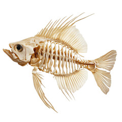 Realistic fish skeleton isolated on transparent background.