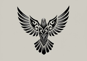 Tribal falcon tattoo with bold wings