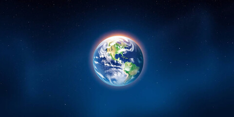 Fototapeta premium Digital illustration of Earth set against a backdrop of a star-filled universe