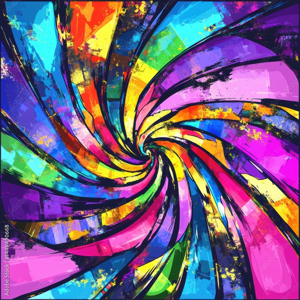 Poster vibrant abstract swirl of colors in a dynamic and energetic composition for creative projects