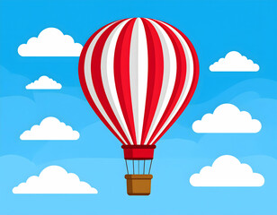 Fototapeta premium Pixel Art Hot Air Balloon Against Blue Sky