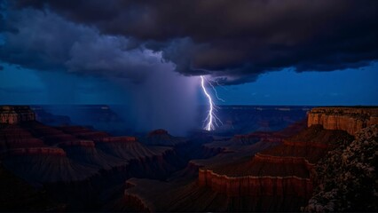 Fototapeta premium Lightning Storm Illuminating the Grand Canyon