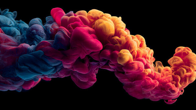 Colorful Ink Clouds Swirling Underwater