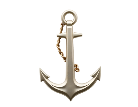 Detailed Golden Anchor on Transparent Background