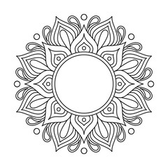 Floral Fantasy Mandala for Coloring Book Page
