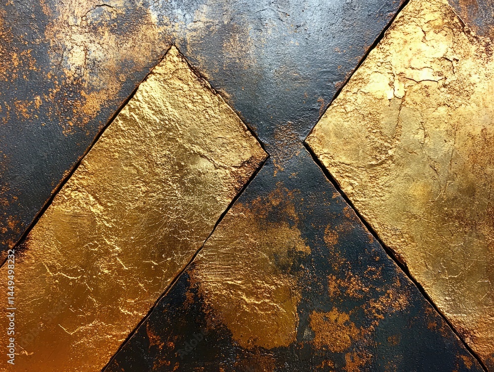 Poster abstract art with dark gray and gold texture, square blocks, and intersecting lines. best for elegan