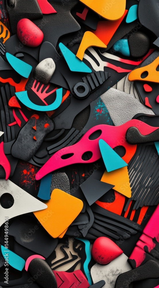 Poster abstract 3d graphic composition. vibrant shapes. dynamic design. digital art for visual creativity