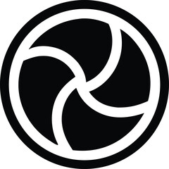 Vector art design features an abstract swirl symbol illustration within a circular shape