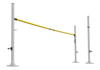 High Jump Yellow bar white posts against a black void