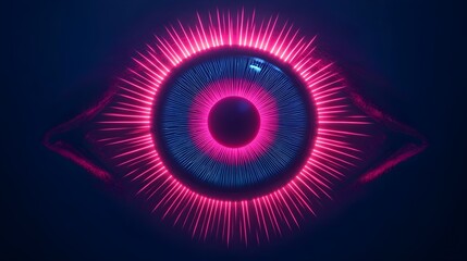 Neon Eye Abstract Art: Pink & Blue Iris - Neon and Glow Effects