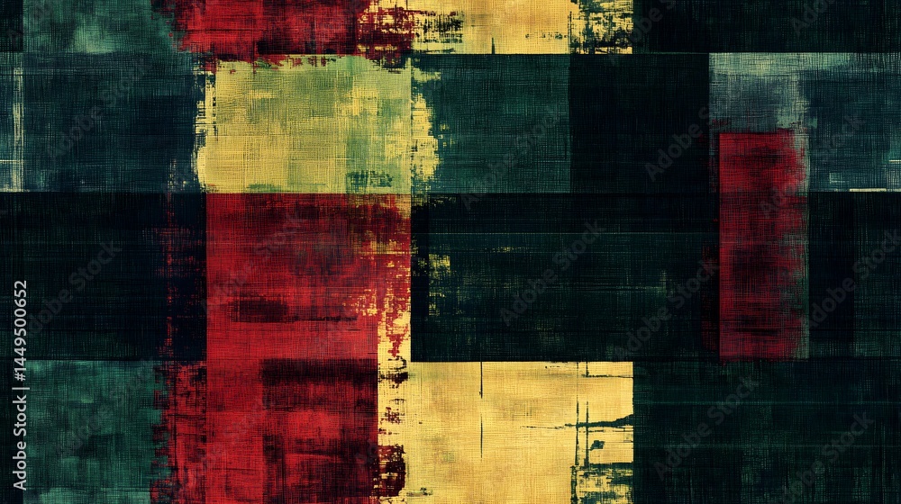 Poster abstract patterned design of squares in vibrant colors.