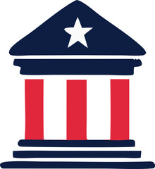 Vector illustration of a white podium with the USA flag, a symbol of patriotic 4th of July celebration