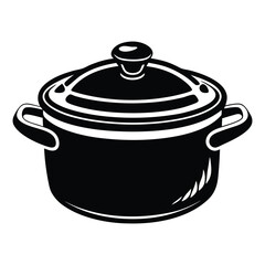Pot line art vector illustration, electric pressure cooker, Cooking Pot Silhouette Vector