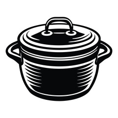 Pot line art vector illustration, electric pressure cooker, Cooking Pot Silhouette Vector