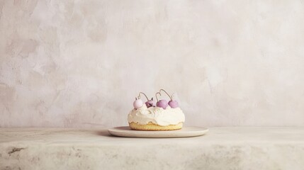 A Delicate Delight: Exquisitely Decorated Cake on a Stylish Plate