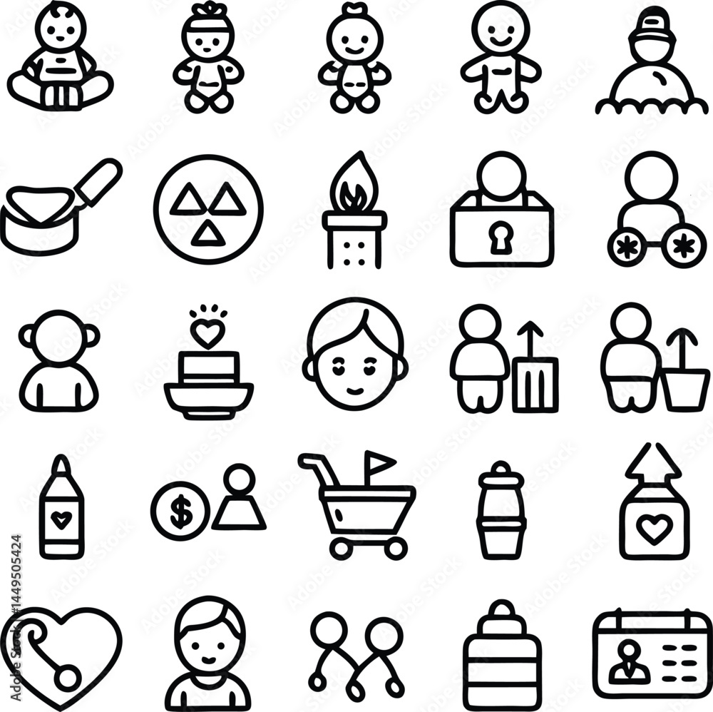 Poster this black vector illustration is a business icon set, a collection of computer and web symbols and 