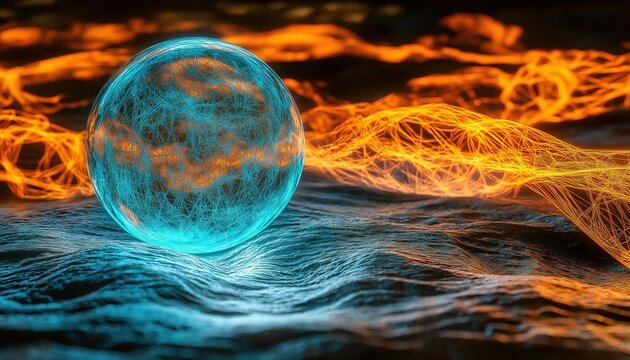 Quantum Computing Sphere Abstract Digital Data Network