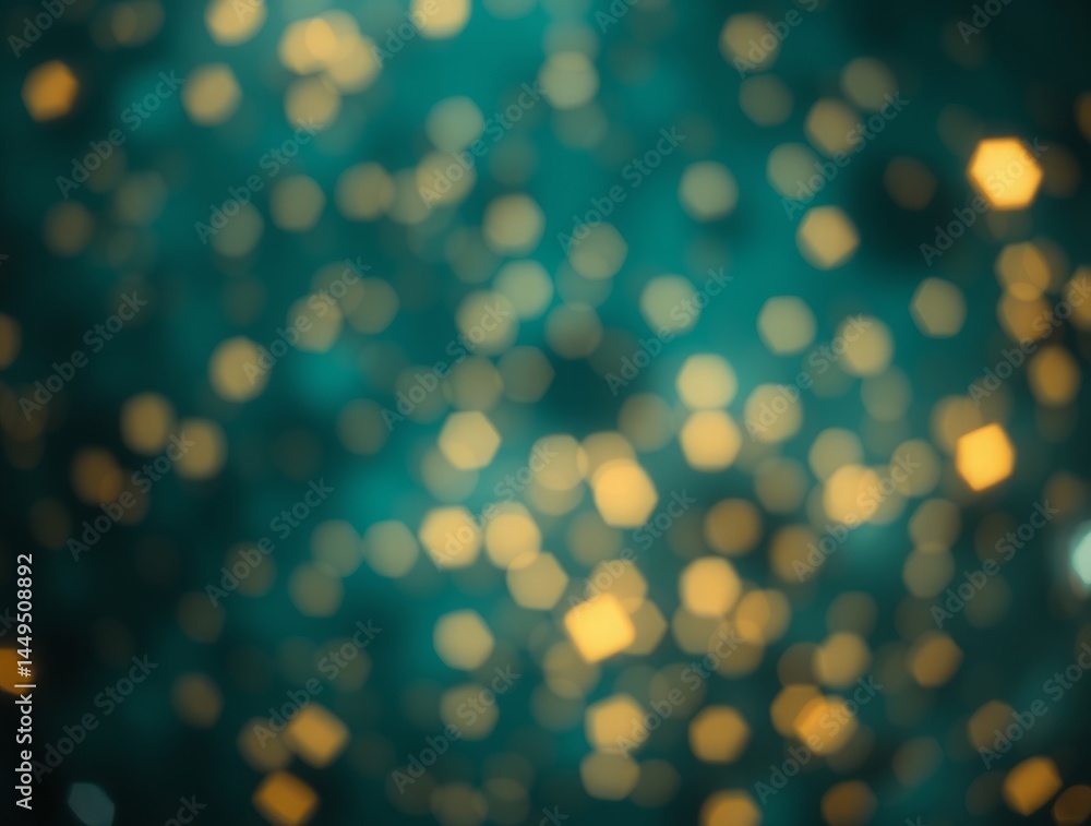 Poster abstract light bokeh: glimmering bokeh lights dance against a textured emerald background, evoking a
