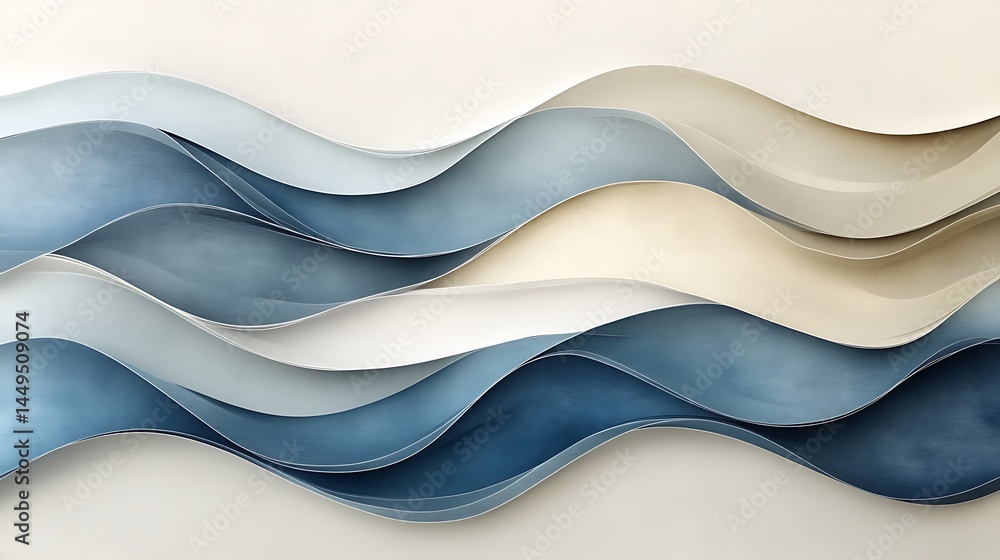 Poster abstract undulating paper layers of color