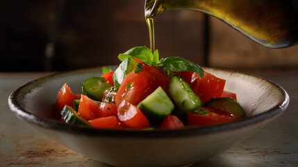 Scrumptious Tomato and Cucumber Salad with Olive Oil Dressing