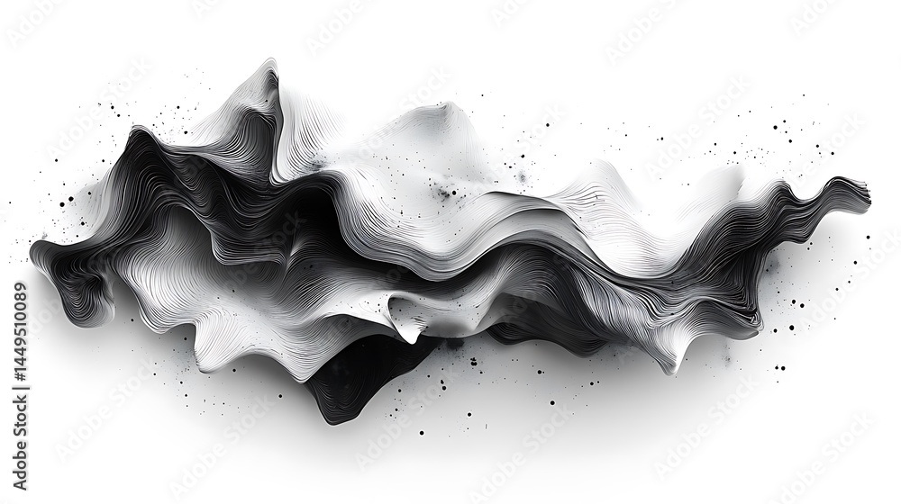 Poster abstract black and white flowing lines design modern graphic element elegant artistic presentation m