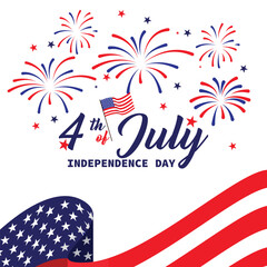 USA fireworks . United states of america independence day fireworks. Red, blue fireworks for 4th of July. isolated on white. vector illustration